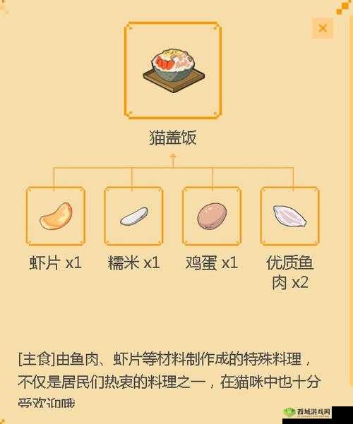 小森生活猫盖饭怎么制作,美食配方及制作方法介绍